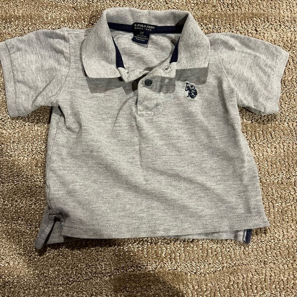 U.S. Polo Assn Gray Polo Shirt Toddler Boys 2T Classic EUC